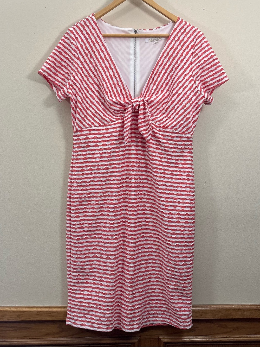 Bleecker 126 red & white striped seersucker dress womens 16 nautical summer